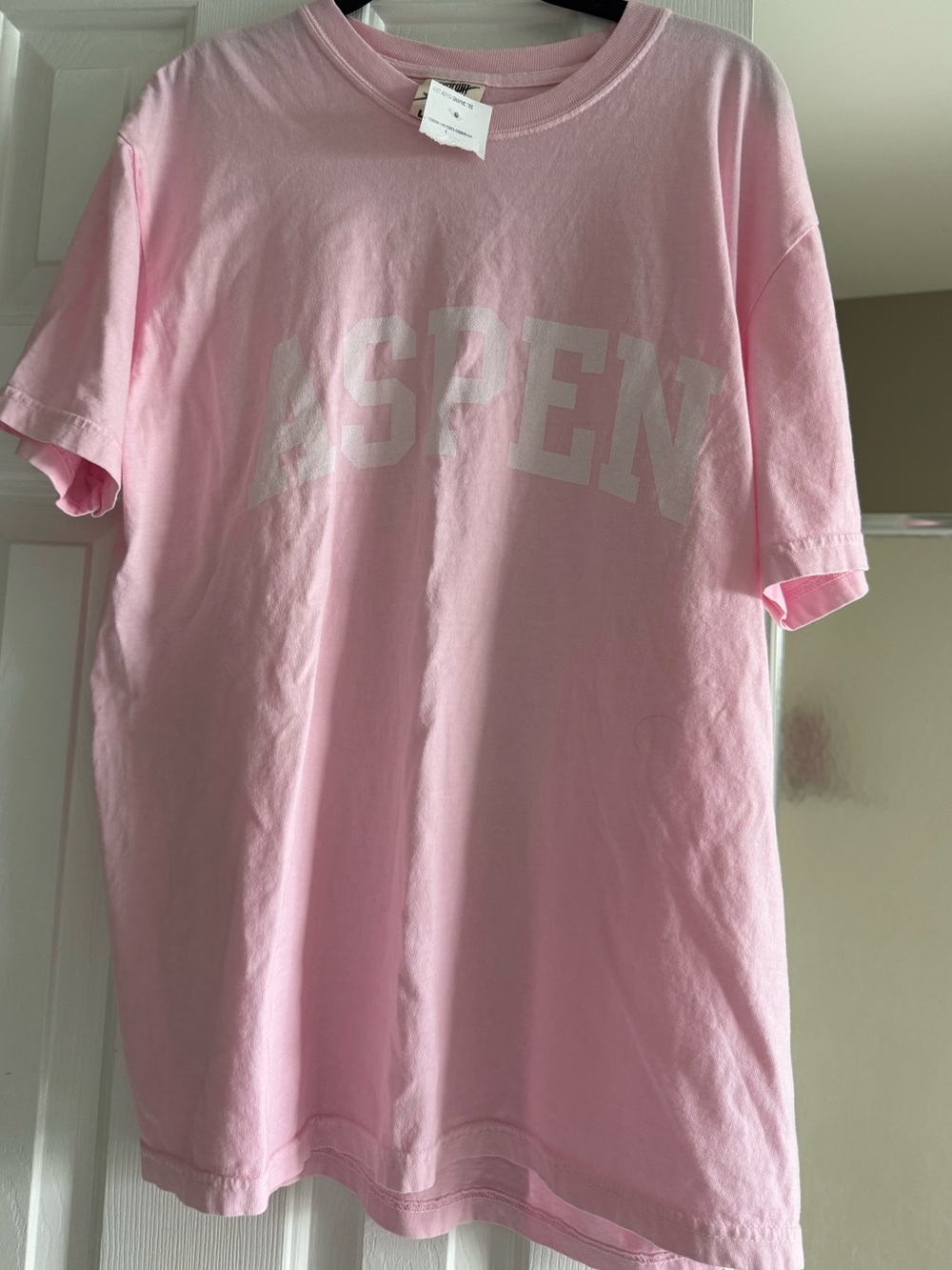 Graphic tshirt vintage inspired silhouette “ASPEN” w varsity block letters large
